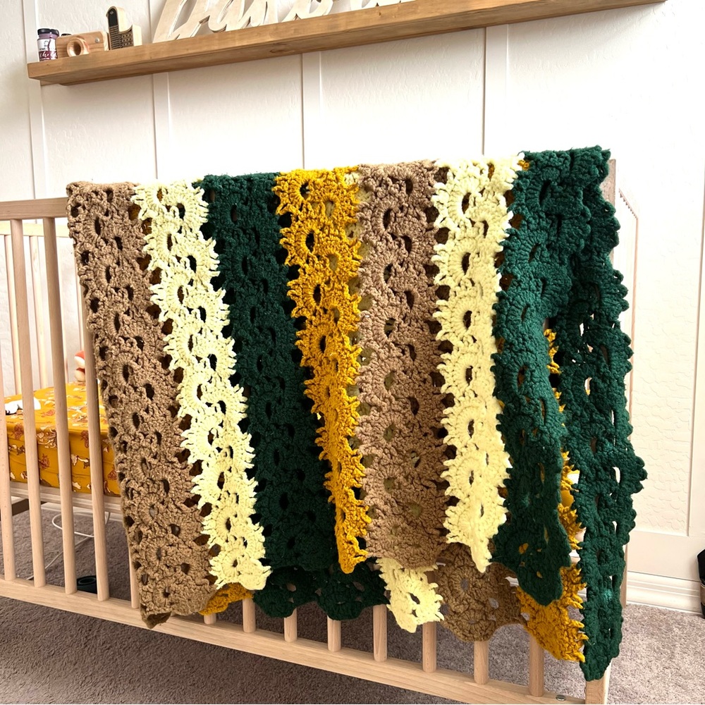 Handmade Afghan grandma crochet knit blanket throw fall